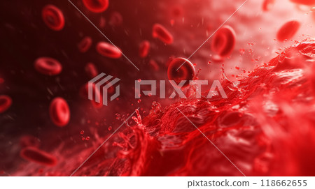 Microscopic view of red blood cells in motion. Microscopic view of red blood cells in motion. 118662655