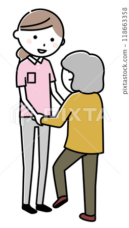 Elderly people undergoing rehabilitation, care staff Elderly people undergoing rehabilitation, care staff 118663358