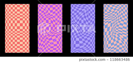 Psychedelic checkerboard poster 118663486