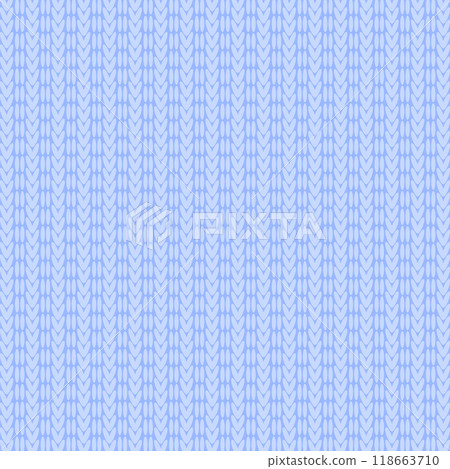 Vector Stylish Knit. Blue Knitted Texture. Woolen Pullover Canvas Print. Winter Fabric Pattern 118663710