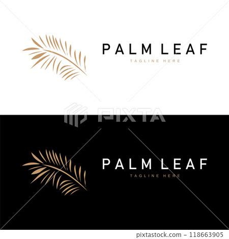 Palm Leaf Logo, Green Plant Design Vector Illustration Template Palm Leaf Logo, Green Plant Design Vector Illustration Template 118663905