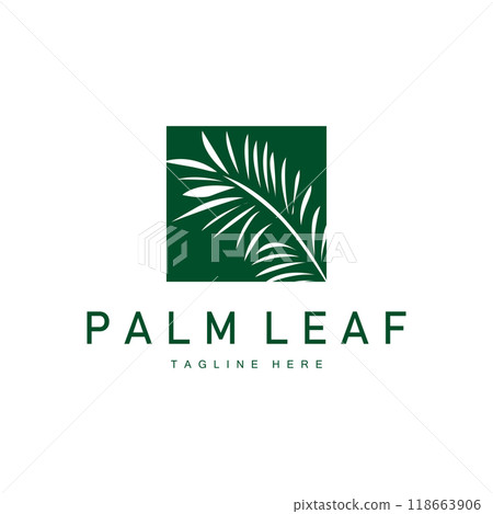 Palm Leaf Logo, Green Plant Design Vector Illustration Template Palm Leaf Logo, Green Plant Design Vector Illustration Template 118663906