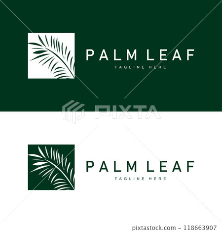 Palm Leaf Logo, Green Plant Design Vector Illustration Template Palm Leaf Logo, Green Plant Design Vector Illustration Template 118663907