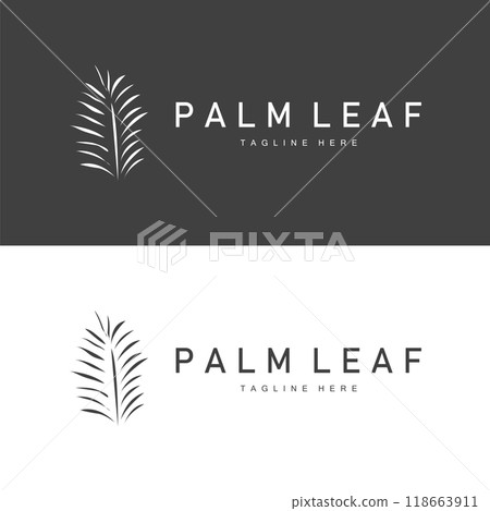 Palm Leaf Logo, Green Plant Design Vector Illustration Template Palm Leaf Logo, Green Plant Design Vector Illustration Template 118663911