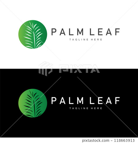 Palm Leaf Logo, Green Plant Design Vector Illustration Template Palm Leaf Logo, Green Plant Design Vector Illustration Template 118663913