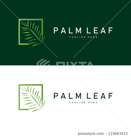 Palm Leaf Logo, Green Plant Design Vector Illustration Template Palm Leaf Logo, Green Plant Design Vector Illustration Template 118663915