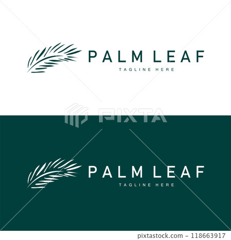 Palm Leaf Logo, Green Plant Design Vector Illustration Template Palm Leaf Logo, Green Plant Design Vector Illustration Template 118663917