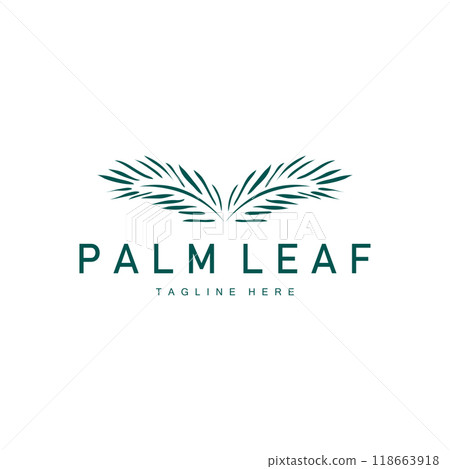 Palm Leaf Logo, Green Plant Design Vector Illustration Template 118663918