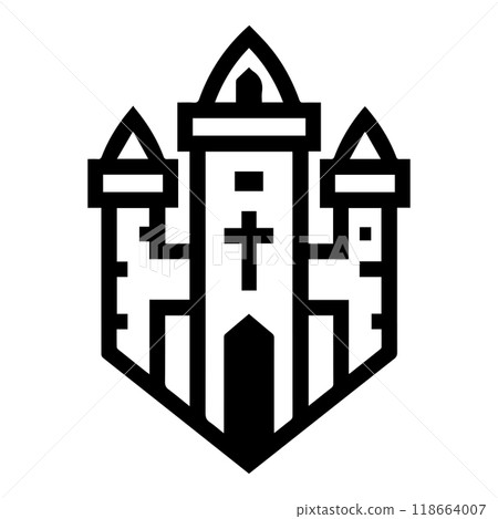 siege icon or modern line symbol. Vector line art and icon design with bold outline. Black and white Pixel Perfect minimalistic symbol isolated white background. Silhouette simple thin sign siege icon or modern line symbol. Vector line art and icon design with bold outline. Black and white Pixel Perfect minimalistic symbol isolated white background. Silhouette simple thin sign 118664007