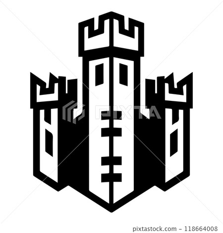 siege icon or modern line symbol. Vector line art and icon design with bold outline. Black and white Pixel Perfect minimalistic symbol isolated white background. Silhouette simple thin sign 118664008