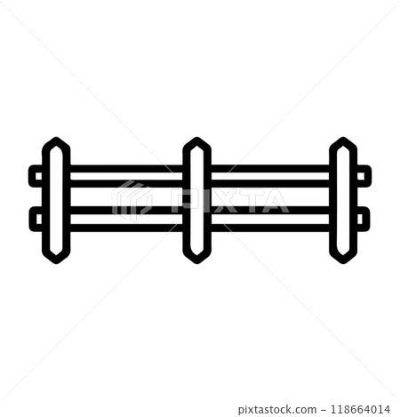 fence icon or modern line symbol. Vector line art and icon design with bold outline. Black and white Pixel Perfect minimalistic symbol isolated white background. Silhouette simple thin sign 118664014