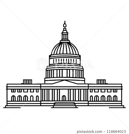 congress icon or modern line symbol. Vector line art and icon design with bold outline. Black and white Pixel Perfect minimalistic symbol isolated white background. Silhouette simple thin sign congress icon or modern line symbol. Vector line art and icon design with bold outline. Black and white Pixel Perfect minimalistic symbol isolated white background. Silhouette simple thin sign 118664023