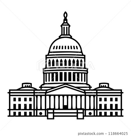 congress icon or modern line symbol. Vector line art and icon design with bold outline. Black and white Pixel Perfect minimalistic symbol isolated white background. Silhouette simple thin sign 118664025