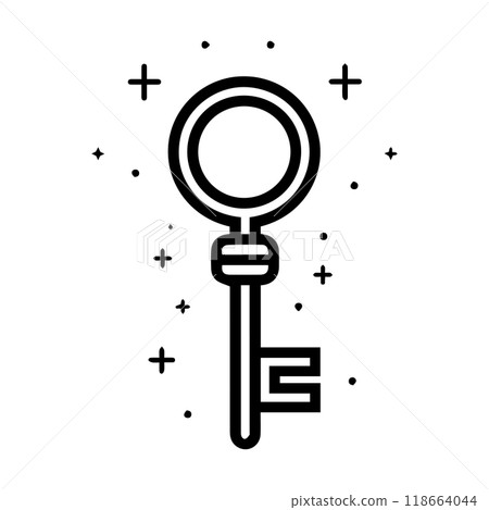 key icon or modern line symbol. Vector line art and icon design with bold outline. Black and white Pixel Perfect minimalistic symbol isolated white background. Silhouette simple thin sign key icon or modern line symbol. Vector line art and icon design with bold outline. Black and white Pixel Perfect minimalistic symbol isolated white background. Silhouette simple thin sign 118664044