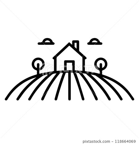 field icon or modern line symbol. Vector line art and icon design with bold outline. Black and white Pixel Perfect minimalistic symbol isolated white background. Silhouette simple thin sign 118664069