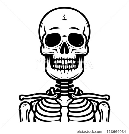 skeleton icon or modern line symbol. Vector line art and icon design with bold outline. Black and white Pixel Perfect minimalistic symbol isolated white background. Silhouette simple thin sign 118664084