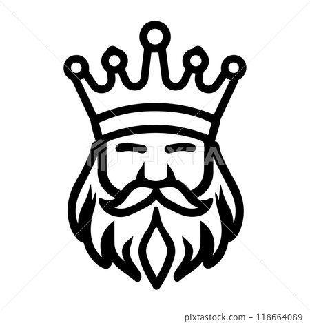 king icon or modern line symbol. Vector line art and icon design with bold outline. Black and white Pixel Perfect minimalistic symbol isolated white background. Silhouette simple thin sign 118664089