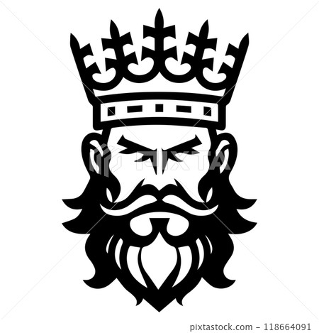 king icon or modern line symbol. Vector line art and icon design with bold outline. Black and white Pixel Perfect minimalistic symbol isolated white background. Silhouette simple thin sign 118664091