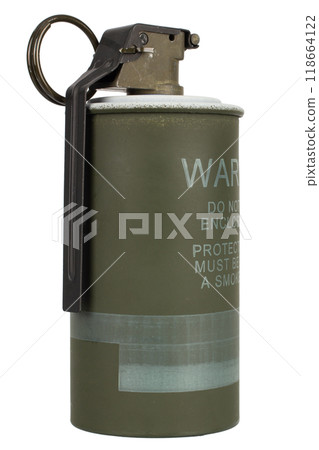 smoke hand grenade isolated on white 118664122