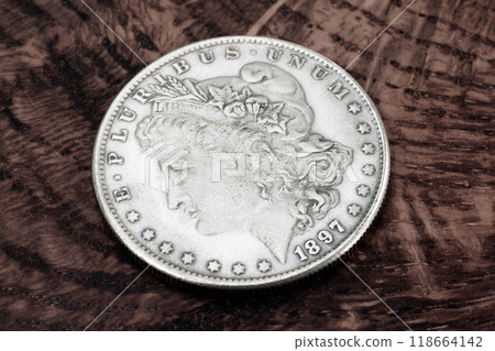 Old USA 1897 year US silver dollar coin 118664142