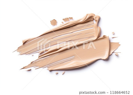 Sample of foundation for face. Smear of makeup samples. Tonal cream isolated on white background 118664652