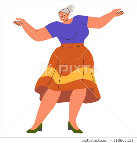 Diverse businesswoman concept. Confident senior female professional presenting in casual attire. Inclusion and leadership in the workplace. Vector illustration. Diverse businesswoman concept. Confident senior female professional presenting in casual attire. Inclusion and leadership in the workplace. Vector illustration. 118665121