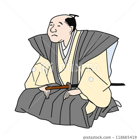 Samurai (sitting upright) - from Illustrated Guide to Famous Places of Edo 118665419