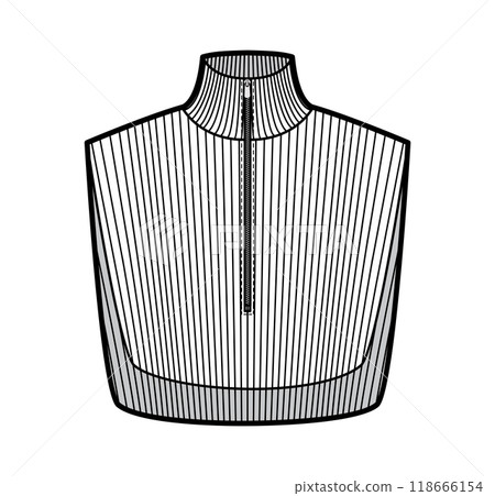 Add-on Knit Collars detachable accessories with zipper fastening Turtleneck Sweater part technical fashion illustration 118666154