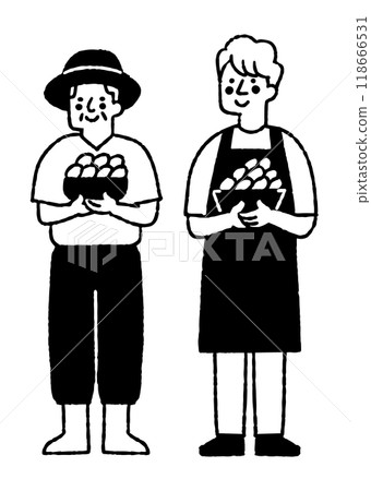 Two male poultry farmers holding eggs_2 118666531