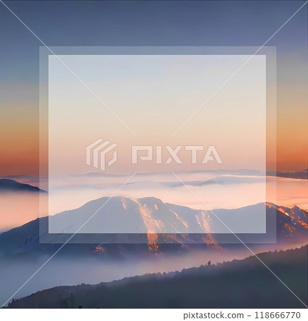 A frame design for inserting text with a dynamic dawn and a natural landscape background 118666770