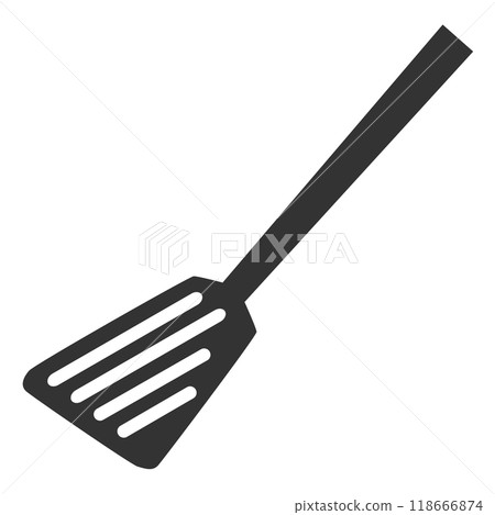 Illustration of a simple black spatula Illustration of a simple black spatula 118666874
