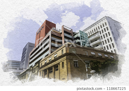 Watercolor style, Kobe, Former Settlement No. 38, Kobe City, Hyogo Prefecture Watercolor style, Kobe, Former Settlement No. 38, Kobe City, Hyogo Prefecture 118667225