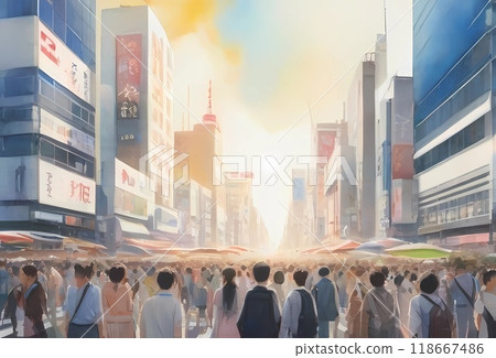 Game background: Modern city streetscape, built intersection, main street view 118667486