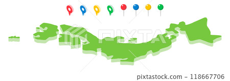 等距地圖（日本）和別針 118667706