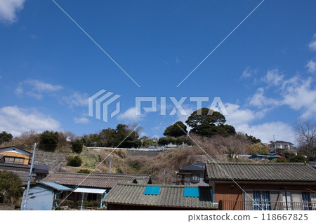 北茨城漁村與天空 118667825