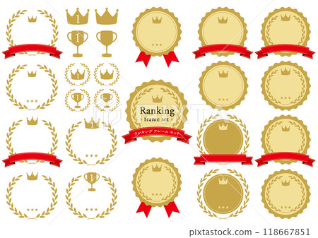 一組與排名相關的桂冠的框架插圖 118667851