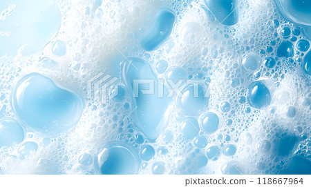 Close-up of lots of fine white bubbles on a blue background 118667964