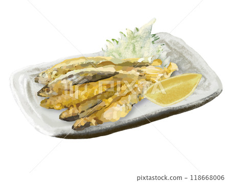 Silver-stripe round herring tempura (with perilla leaves) Silver-stripe round herring tempura (with perilla leaves) 118668006