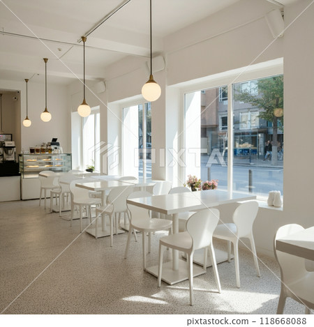 白色的桌椅咖啡館 118668088