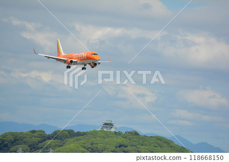Domestic passenger planes taking off and landing at Nagoya Airport 118668150