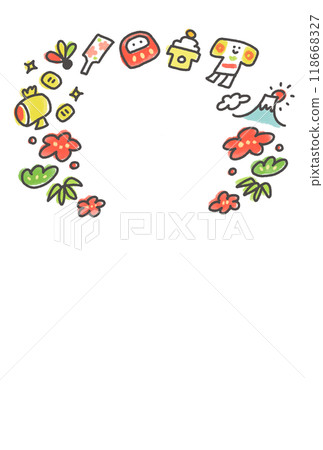 Hand-drawn cute New Year's lucky charm frame New Year's material 2026 118668327