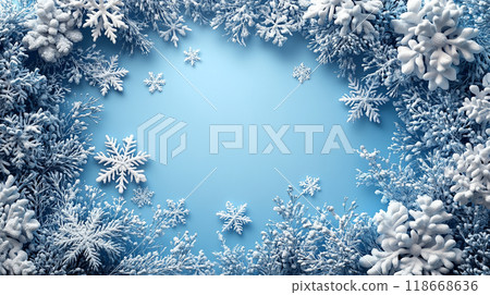 A simple winter background with snowflakes and soft tones. Includes ample copy space for text 118668636