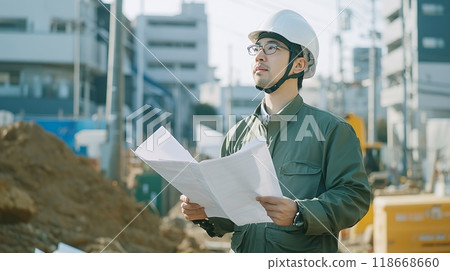 一名在建築工地工作的男子 AI 118668660