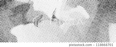 Grainy dotted distorted halftone texture. Messy pixel grain bitmap background. Distressed grunge wavy gradient pattern. Retro raster grit noise backdrop. Vector abstract cartoon overlay wallpaper 118668701