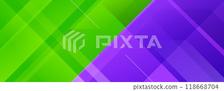 Sport game contest footer design. Wide bright sporty versus banner concept for presentation, footer, header, poster, flyer. Abstract green purple diagonal gradient lines background. Vector wallpaper 118668704