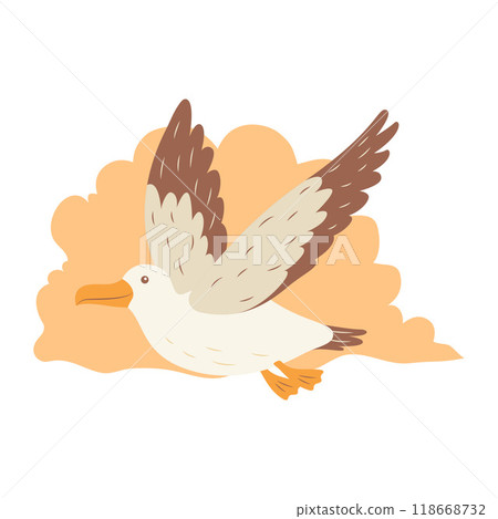 Cute Albatross Bird Animal Flying Free Flapping Wings with Cloud in Bright Sky 118668732
