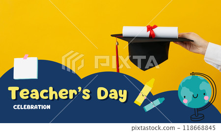 Inscription on a blue background: "Happy Teacher's Day!" 118668845
