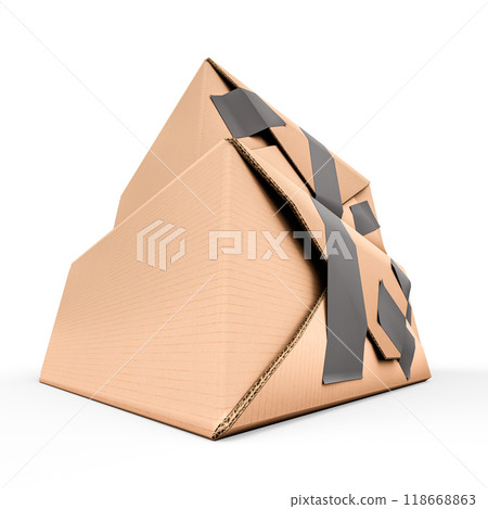 Cardboard Box with Tape. Template for Present, Valentine, Birthday or Wedding Banners. 3D Illustration. File with Clipping Path. Cardboard Box with Tape. Template for Present, Valentine, Birthday or Wedding Banners. 3D Illustration. File with Clipping Path. 118668863