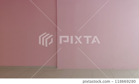 室內粉色的空牆面與地板建築空間 118669280
