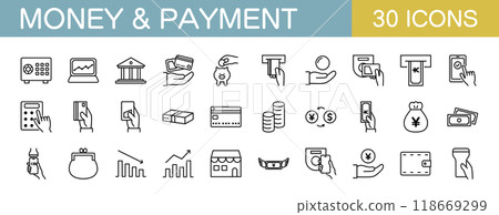 圖示集金錢和各種付款方式 圖示集金錢和各種付款方式 118669299